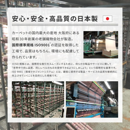 日本製 敷き詰めカーペット ラウム 本間3畳 約191×286cm フリーカット ペット 爪が引っかかりにくい タフトカーペット 平織り ラグマット 萩原 ブラック[600200230]