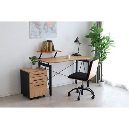 デスクワゴン 幅40cm 木製 コンパクト ナチュラル 木目 スチール 収納ワゴン シンプル ハウタ