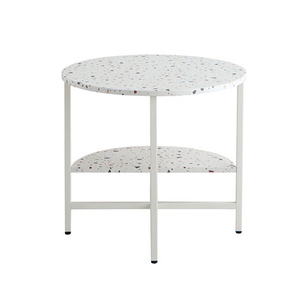 サイドテーブル 幅60cm 円形テーブル 棚付き テラゾー柄 丸テーブル ソファサイド ベッドサイド テーブル 韓国インテリア 韓国 北欧