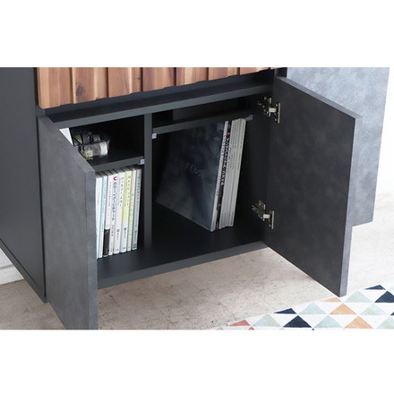 キャビネット 幅90cm 日本製 完成品 サイドボード チェスト リビングボード 脚付き コンクリート調 引き出し収納