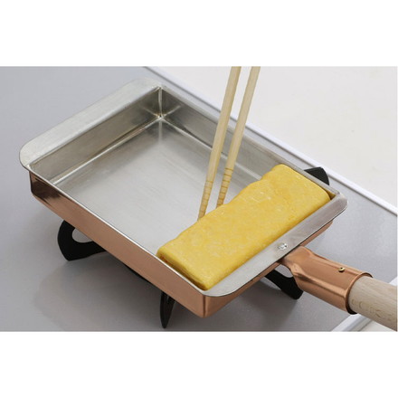 日本製 燕三条 銅の玉子焼き器 関西型 13.5cm レシピ付き プロ仕様 玉子焼き器 卵焼き器 玉子焼きフライパン 卵焼きフライパン エッグパン だし巻き卵 錫引き 銅製 国産