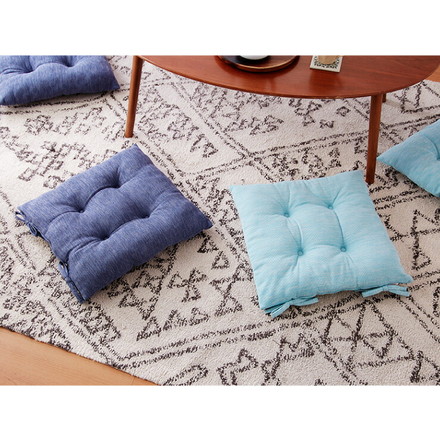 シートクッション 杢調 同色2枚セット 45×45 ネイビー