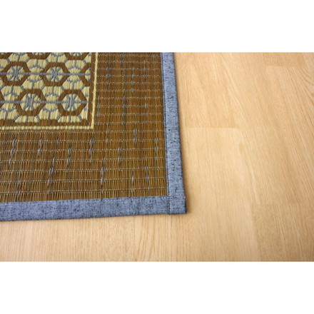 い草ラグ 花ござ カーペット ラグ 6畳 国産 DX組子 グレー 江戸間6畳 約261×352cm 裏:不織布