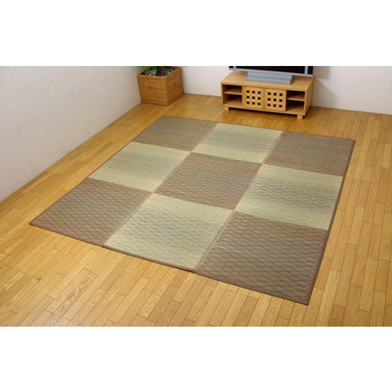 い草花ござカーペット 『FXダイヤ 裏貼CP』 ブルー 約240×320cm（中材:ウレタン）