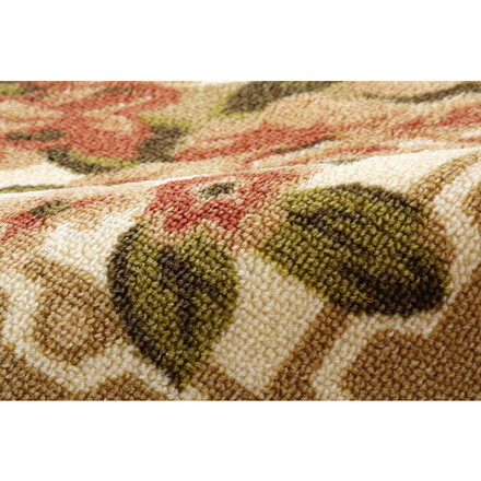 ナイロン 花柄 簡易カーペット 撥水キャンベル ベージュ 江戸間3畳（約176×261cm）