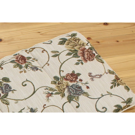 クッション リビング フリーシート エレガンス 花柄 モーリア ブラウン 約43×130cm