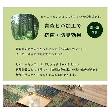 ラグ い草 ギャベ 自然素材 抗菌防臭 滑り止め不織布 ブルー 約191×250cm トロイ