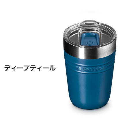 LE CREUSET On The Go タンブラー 350ml OTG 蓋付き 片手開閉 目盛り付き ステンレス 広口 お手入れ簡単 洗いやすい マグ マグボトル コンパクト デスクワーク ル・クルーゼ ルクルーゼ チェリーレッド
