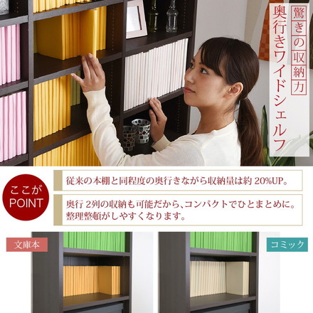 MEMORIA 本棚 深型 オープン書棚+上置き 幅41.5 棚板が1cmピッチで調整できる メモリアシリーズ ダークブラウン