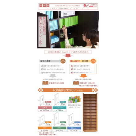 MEMORIA 本棚 深型 扉付き書棚+上置き 幅81 棚板が1cmピッチで調整できる メモリアシリーズ まるで図書館 ダークブラウン