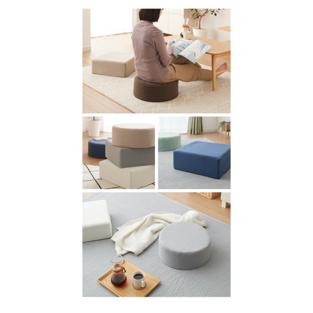 低反発クッション 丸形 厚さ15cm 丸型 極厚 ふわふわ 肌触り 洗える クッション ラウンドクッション フロアクッション 座布団 座椅子 アイスグリーン