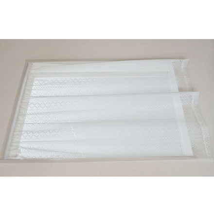 日本製 防炎 ボーダー柄 小窓カーテン 北欧風 程よい透け感 巾100cm×丈90cm ホワイト 突っ張り棒 キッチン