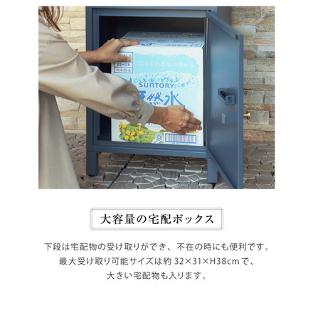 宅配ボックス ポスト付き 一戸建て用 ポスト 置き型 郵便ポスト ポスト付き ポスト一体型 スタンドポスト スタンド ポスト スタンドタイプ 家庭用 置き型ポスト 郵便受け メールボックス おしゃれ ネイビーブルー