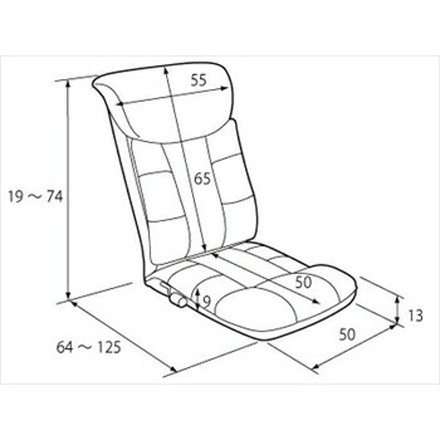 スーパーソフトレザー座椅子 -彩- YS-1310 13段階リクライニング ブラック
