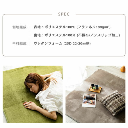 洗える オールシーズン 極厚ラグ 185×185 2畳 厚み25mm 防ダニ 抗菌防臭 超極細フランネル ラグマット 滑り止め付 マット ラグカーペット ブラウン