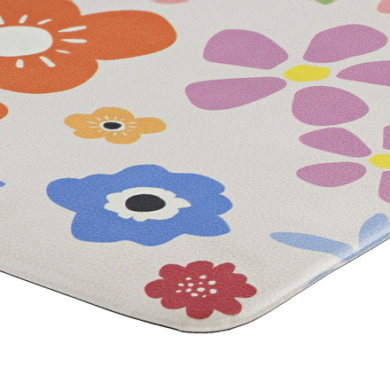 ベストコ 玄関マット 室内 40×80cm お手入れ簡単 防炎 防カビ 抗菌 防臭 ポピー 花柄 ND-5183