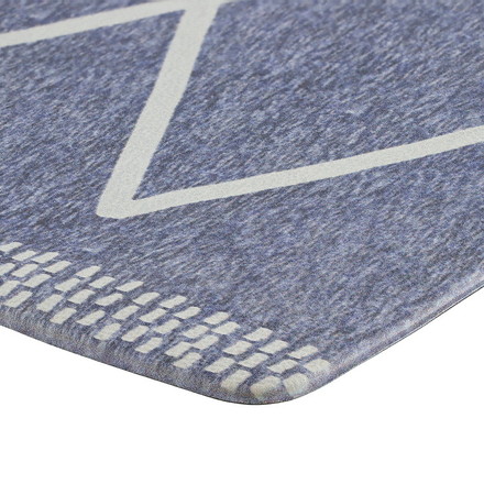 ベストコ 玄関マット 室内 60×90cm お手入れ簡単 防炎 防カビ 抗菌 防臭 ラムバス ブルー ひし形 北欧