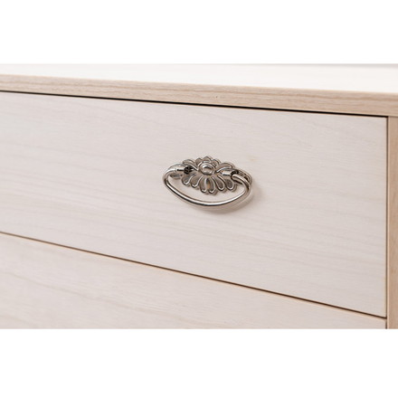 シルバー取っ手が華やかな桐クローゼットチェスト 幅99.5 奥行44 高さ61cm 4段タイプ キャスター付き