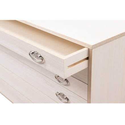 シルバー取っ手が華やかな桐クローゼットチェスト 幅99.5 奥行44 高さ61cm 6段タイプ キャスター付き