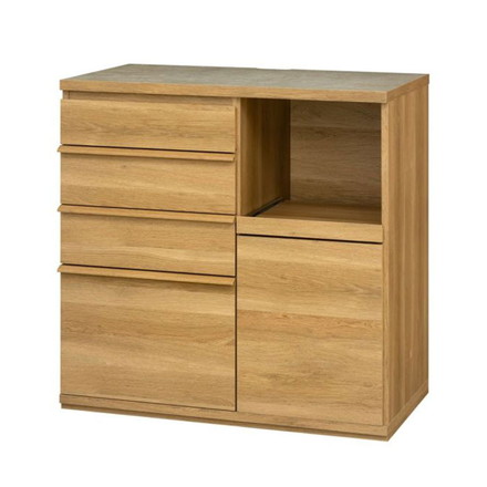 キッチンカウンター レンジ台 食器棚 幅90cm 高さ90cm ナチュラルブラウン 引出4段 コンセント付