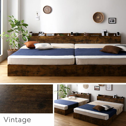 ベッド 収納付き 連結 引き出し付き キャスター付き 木製 棚付き 宮付き コンセント付き