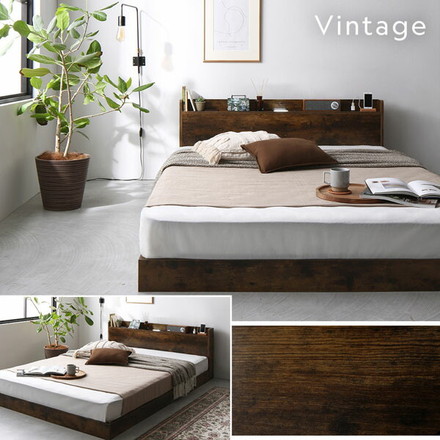 ベッド セミシングル 国産ポケットコイルマットレス付き（ハード ストーングレー ローベッド