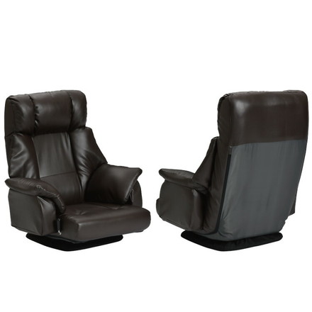 フロアチェア ベローナ 360度回転 ローチェア 肘掛け付き 角度無段階調整 リクライニングチェア リラックスチェア