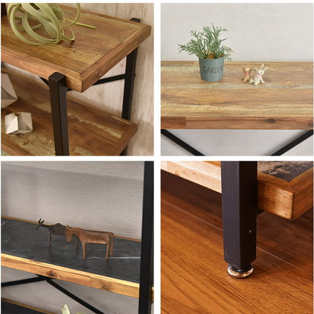 オープンラック 幅78cm 3段 シェルフ FJ-W78-3段 木目調 ヴィンテージ調 収納 収納家具