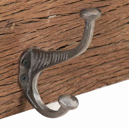 vidaXL 玄関・ウォールハンガー フック5個付 100x2.5x15 cm 再生無垢材ホーム&ガーデン