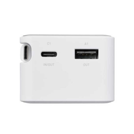 モバイルバッテリー エレコム 巻き取り式ケーブル一体型(10000mAh/35W) DE-C82L-10000WF 白×黒