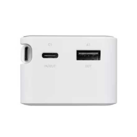 モバイルバッテリー エレコム 巻取り式USB-Cケーブル一体型10000mAh DE-C80L-10000WF 白×黒