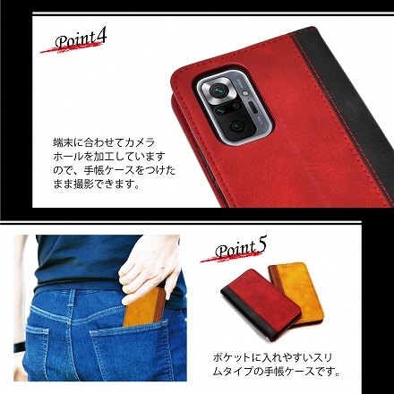 シズカウィル XiaomiRedmi Note 10 Pro ケース カバー 手帳型 本革調 レザーケース イエローブラウン×ブラウン 1個入り