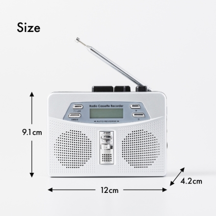 MARIN お散歩ラジカセ 携帯 小型ラジオ オートリバース 録音 カセット ワイドFM 防災