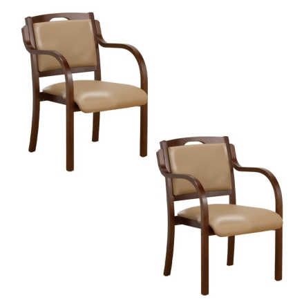 介護福祉士がお薦めする立ち座りサポートダイニングチェア 2脚組 低反発シートクッション付き ベージュ