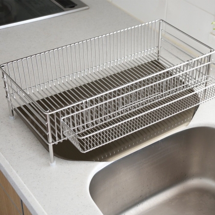 ラバーゼ NEW水切りスリム縦置き3点セット 水切りトレー ポケット 縦置き 燕三条 ステンレス コンパクト 水切りトレー ポケット 箸置き かご 水切りラック