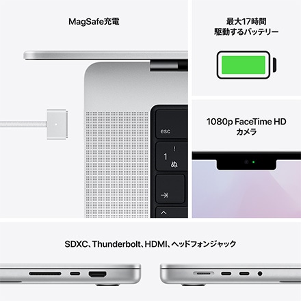 Apple MacBook Pro 14インチ 1TB SSD 10コアCPUと16コアGPUを搭載したApple M1 Proチップ - シルバー ※他色あり