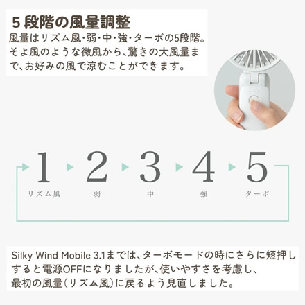 (携帯扇風機) 春を待つシマエナガ デザイン リズム ハンディファン Silky Wind Mobile 3.2 9ZF040RH04 ミズイロ