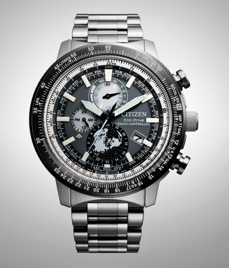 CITIZEN シチズン PROMASTER プロマスター SKY スカイ BY3006-53H メンズ 腕時計 光発電 エコドライブ 電波 飛行計算尺 ワールドタイム 20気圧防水 サファイアガラス ステンレスケース