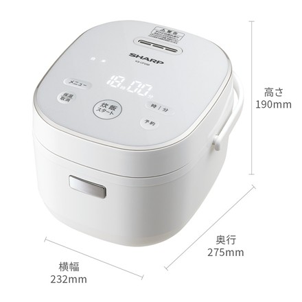 シャープ 炊飯器 3合炊き KS-CF05B-W ホワイト 北海道米3kg付き SHARP 炊飯ジャー 一人暮らし