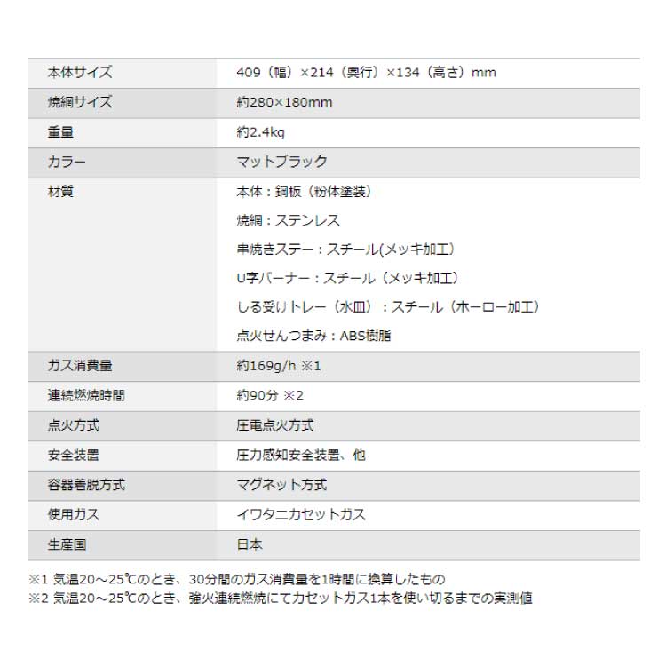 イワタニ カセットこんろ 炉ばた焼器 炙りやII CB-ABR-2 マットブラック＆カセットガス3本