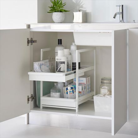 tower タワー シンク下スライドラック 2段 ホワイト 1460