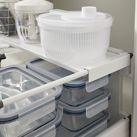 tower タワー 伸縮キッチン引き出し中ラック ワイド ホワイト 1731