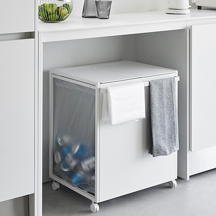 tower 蓋付き目隠し分別ダストワゴン タワー 45L 2分別 ホワイト 1820