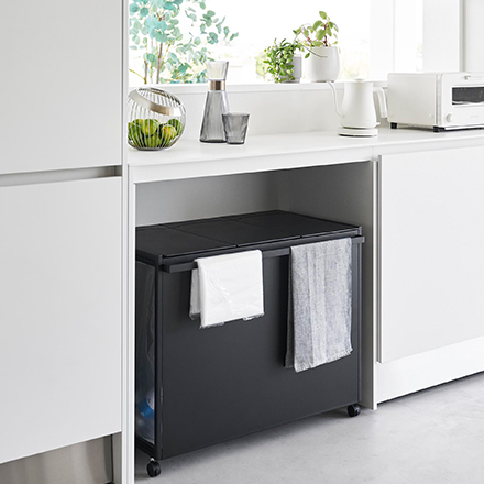 tower 蓋付き目隠し分別ダストワゴン タワー 45L 3分別 ブラック 1823