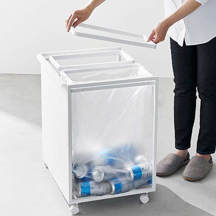 tower 目隠し分別ダストワゴン タワー 45L 2分別 ホワイト 1824