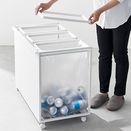 tower 目隠し分別ダストワゴン タワー 45L 3分別 ホワイト 1826