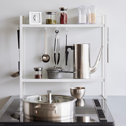 tower タワー 下が拭けるコンロ横ラック 2段 ホワイト 1991