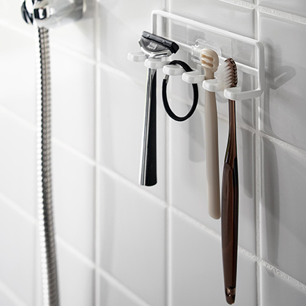 tower タワー フィルムフック 歯ブラシホルダー5連 ホワイト 4520