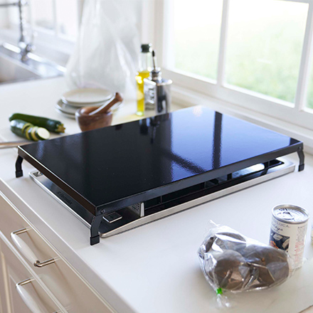 tower タワー折り畳みガスコンロカバー ワイド ブラック 4923