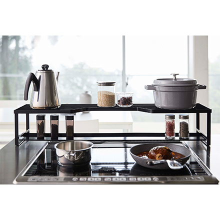 tower タワー コンロ奥ラック 排気口カバー付 60cmコンロ用 ブラック 5269